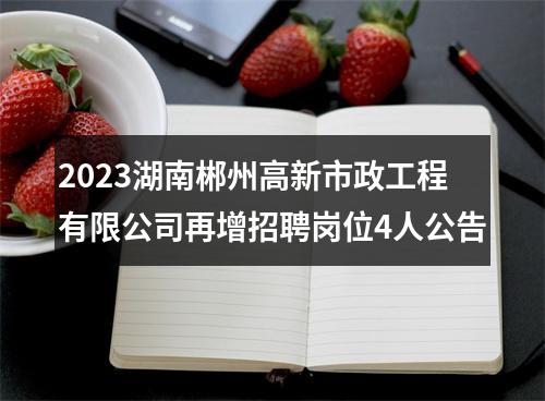 2023湖南郴州高新市政工程有限公司再增招聘岗位4人公告 图片